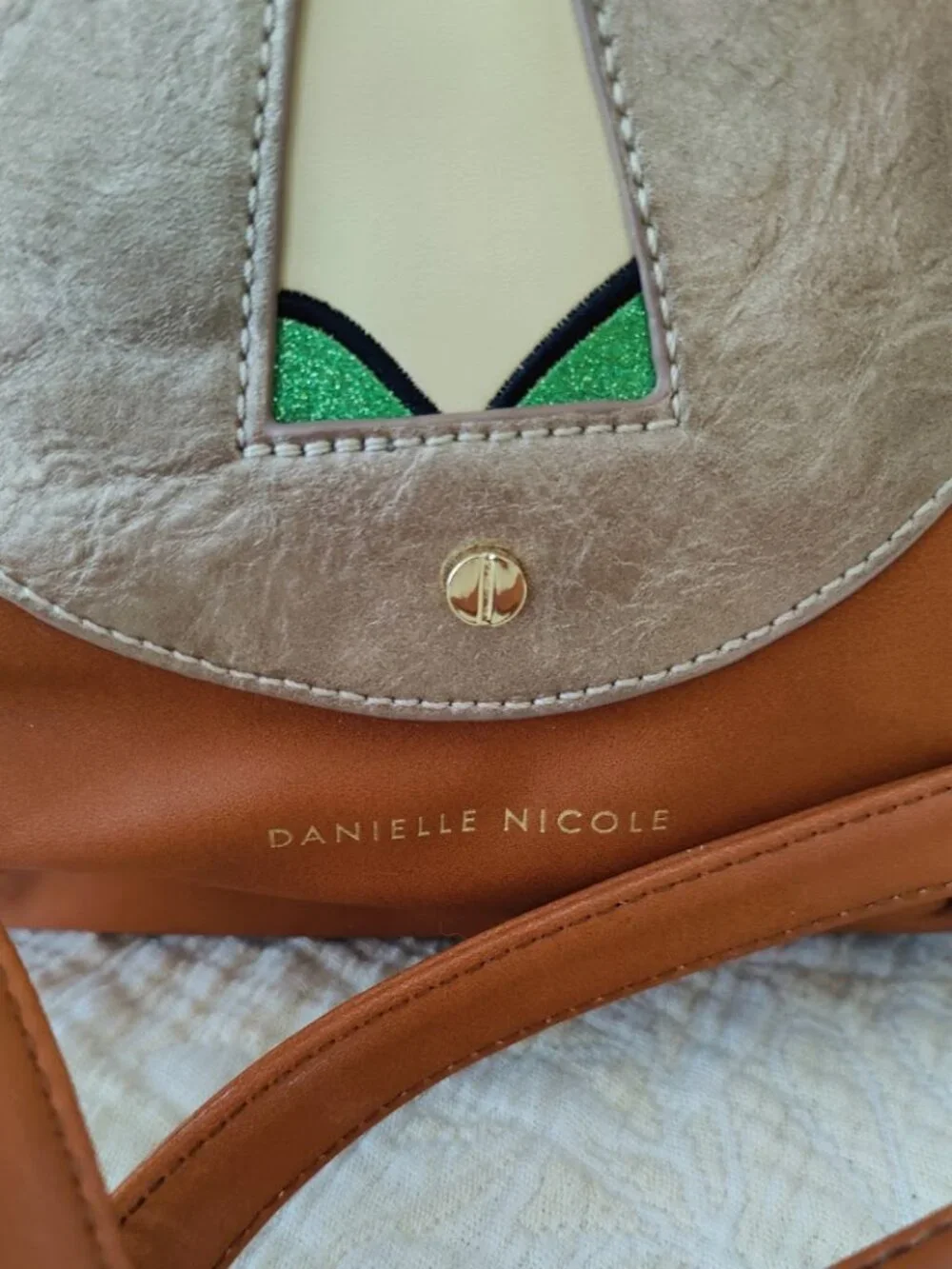 Danielle Nicole Disney Tinker Bell Mini Backpack Brown Vegan Leather Rare - Picture 4 of 8